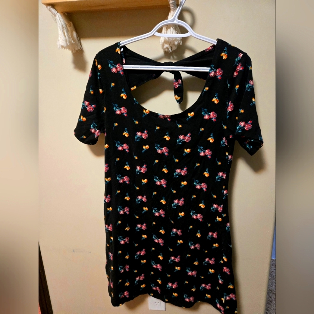 VANS Floral Black Dress with Cutout Back